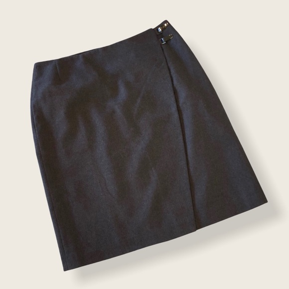 Wolford Gray Wool Wrap Front Mini Skirt 6